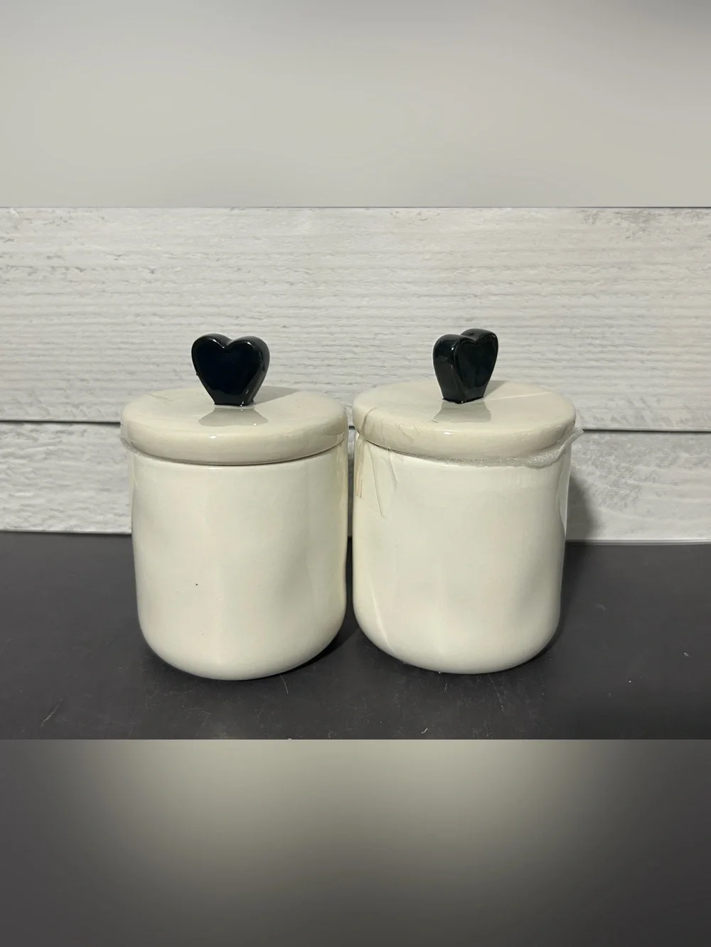 Rae Dunn White Ceramic 'Hello' & 'Pretty' Jar Set